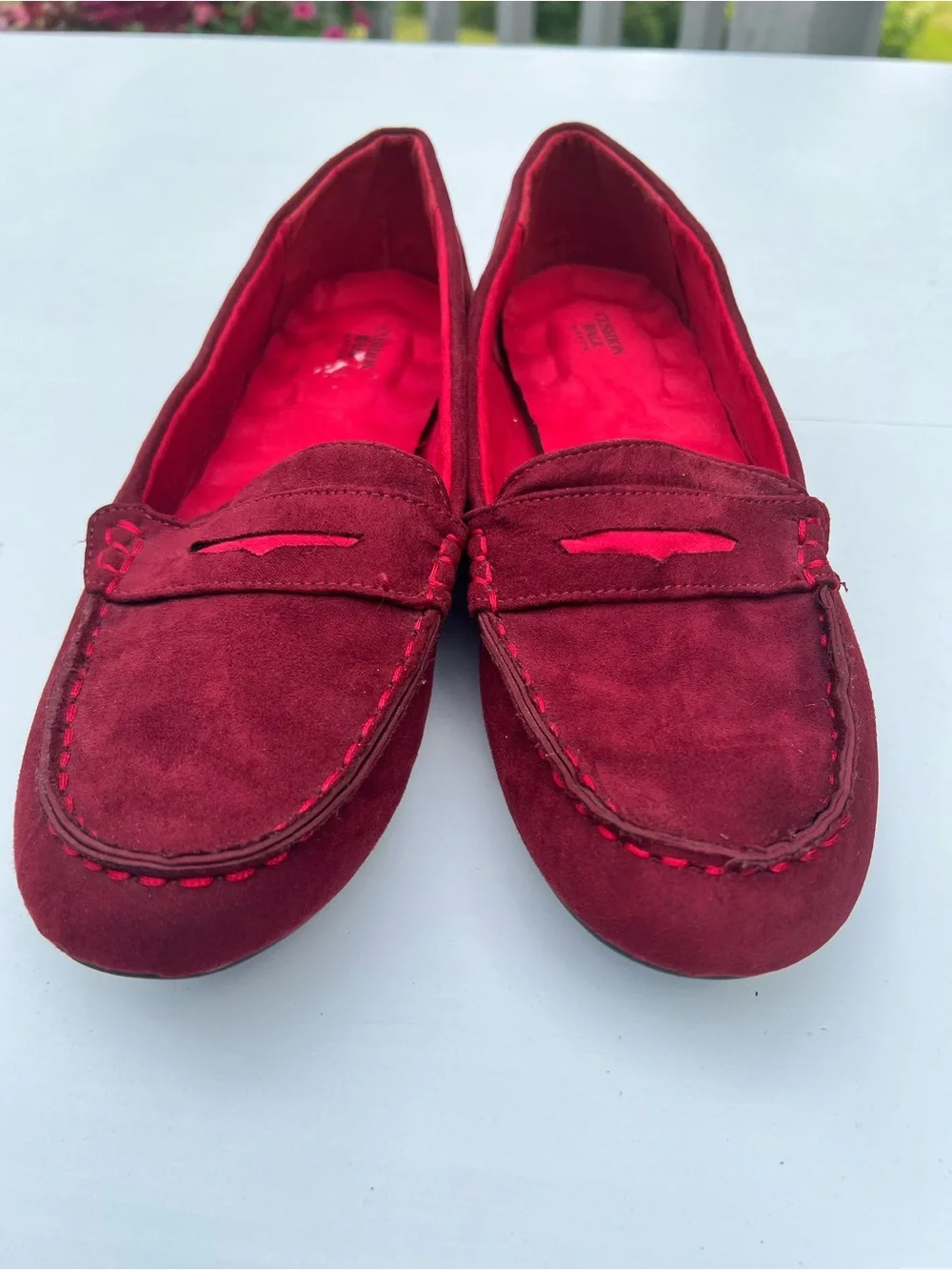 Cushion Walk by Avon Women’s Suede Penny Loafers in Deep Wine Red 10